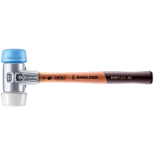 Halder Simplex Mallet w/ Oversized Soft Blue Rubber, Non-Marring & Superplastic Inserts/Lightweight Aluminum Housing & Wood Handle - 3117.051