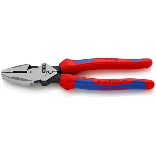 Knipex 9 1/2" High Leverage Lineman's Pliers New England with Fish Tape Puller & Crimper - 09 12 240