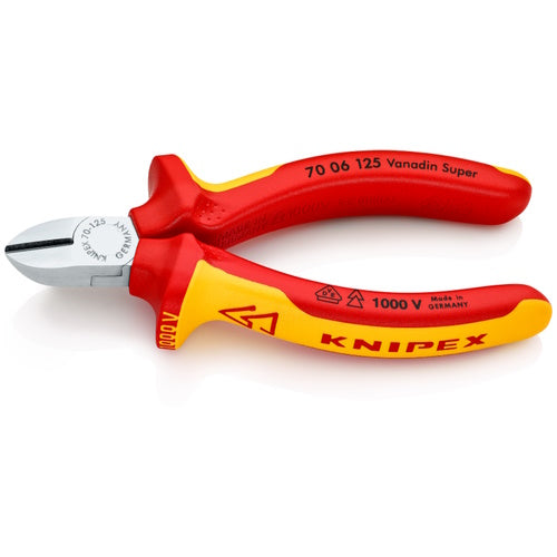 Knipex 5 1/4" Diagonal Cutters-1000V Insulated - 70 06 125 70 06 125 Titan Tools Direct