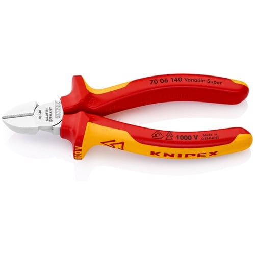 Knipex 5 1/2" Diagonal Cutters-1000V Insulated - 70 06 140 70 06 140 Titan Tools Direct