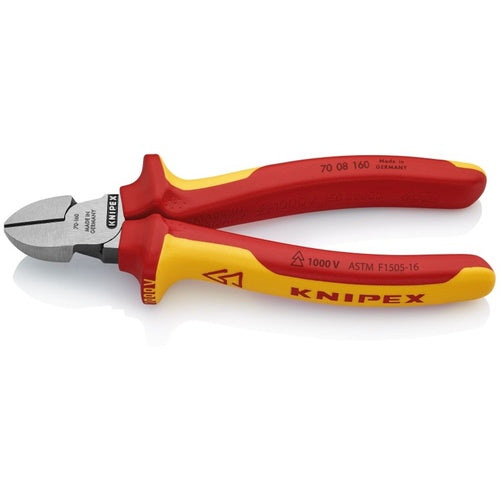 Knipex 6 1/4" Diagonal Cutters-1000V Insulated - 70 08 160 SBA 70 08 160 SBA Titan Tools Direct