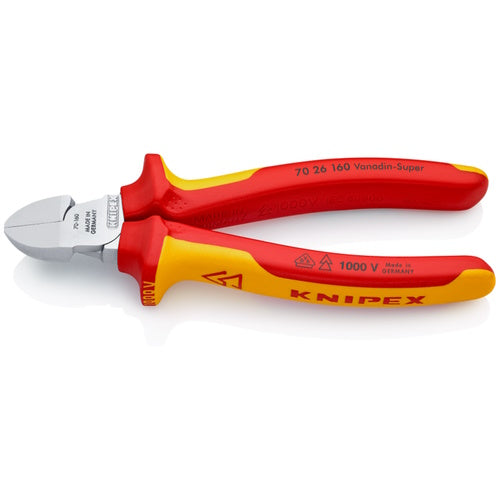 Knipex 6 1/4" Diagonal Cutters-1000V Insulated - 70 26 160 70 26 160 Titan Tools Direct