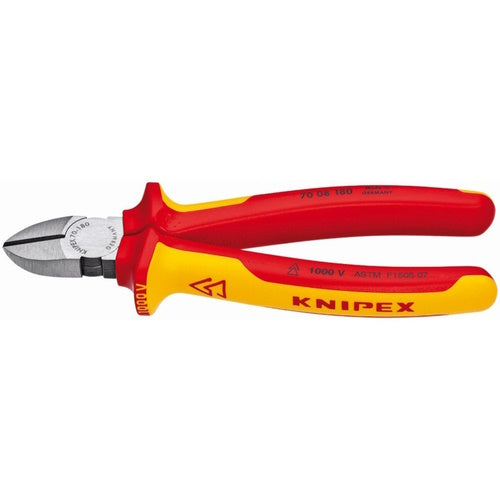 Knipex 7 1/4" Diagonal Cutters-1000V Insulated - 70 08 180 US 70 08 180 US Titan Tools Direct