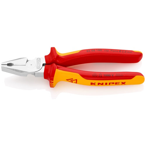 Knipex 7 1/4" High Leverage Combination Pliers-1000V Insulated - 02 06 180