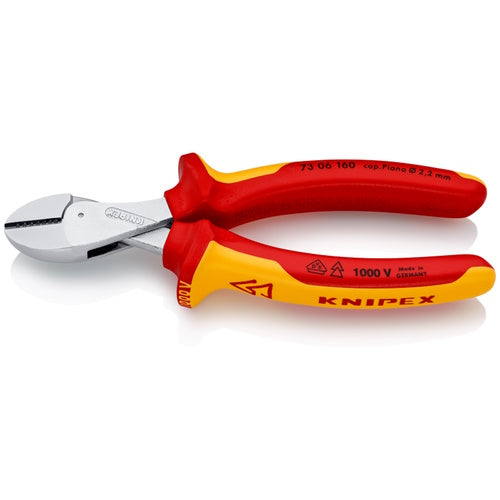 Knipex 6 1/4" X-Cut® Compact Diagonal Cutters-1000V Insulated - 73 06 160 73 06 160 Titan Tools Direct