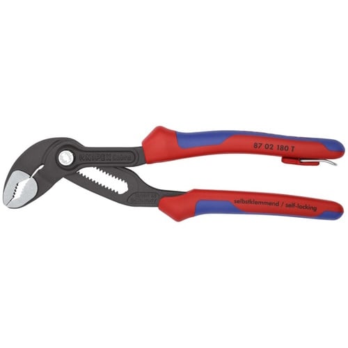 Knipex 7 1/4" Cobra Water Pump Pliers-Tethered Attachment - 87 02 180 T BKA