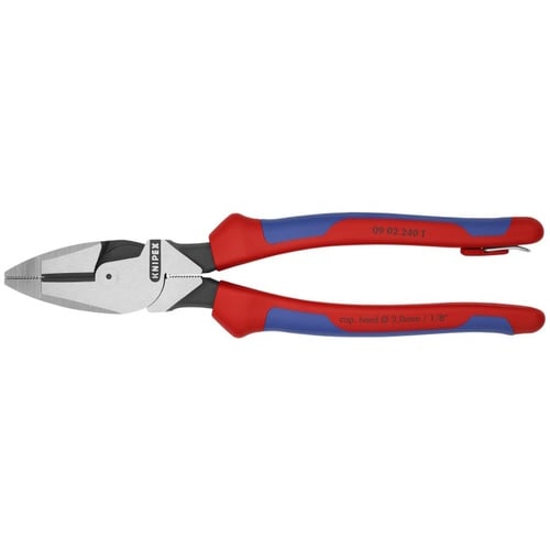 Knipex 9 1/2" High Leverage Lineman's Pliers New England Head-Tethered Attachment - 09 02 240 T BKA