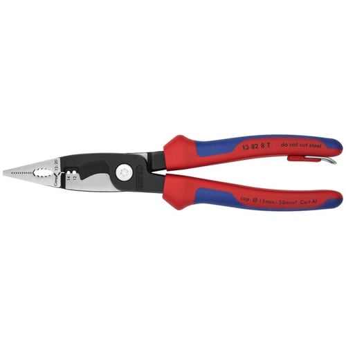 Knipex 8 1/4" 6-in-1 Electrical Installation Pliers 12 and 14 AWG-Tethered Attachment - 13 82 8 T BKA