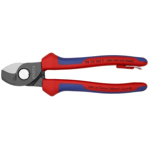 Knipex 6 1/2" Cable Shears-Tethered Attachment - 95 12 165 T BKA 95 12 165 T BKA Titan Tools Direct