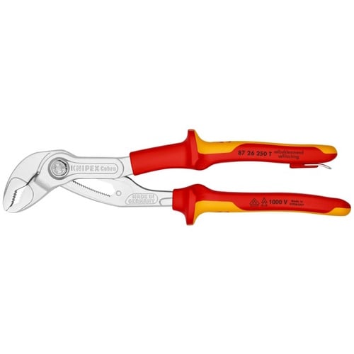 Knipex 10" Cobra High-Tech Water Pump Pliers-1000V Insulated-Tethered Attachment - 87 26 250 T