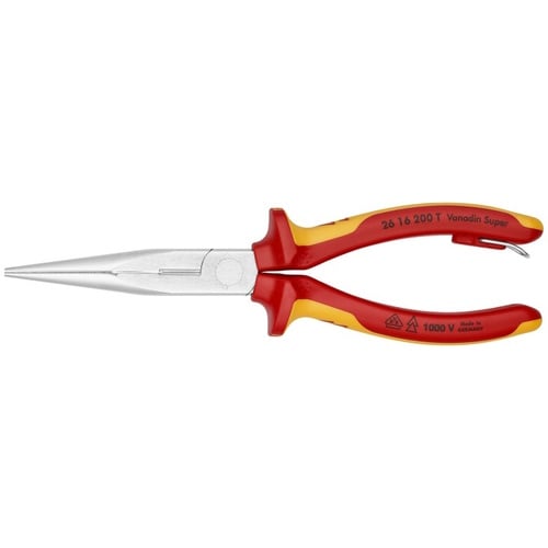 Knipex 8" Long Nose Pliers with Cutter-1000V Insulated-Tethered Attachment - 26 16 200 T