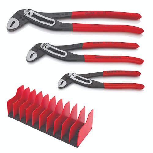 Knipex 3 pc Alligator Pliers Set with 10 pc Tool Holder - 9K 00 80 139 US 9K 00 80 139 US Titan Tools Direct