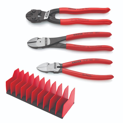 Knipex 3 pc Cutting Pliers Set with 10 pc Tool Holder - 9K 00 80 137 US 9K 00 80 137 US Titan Tools Direct