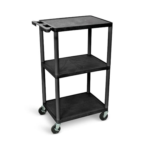 Luxor 42"H Utility Cart - Three Shelves, Black - UCPL2-B - Titan Tools Direct