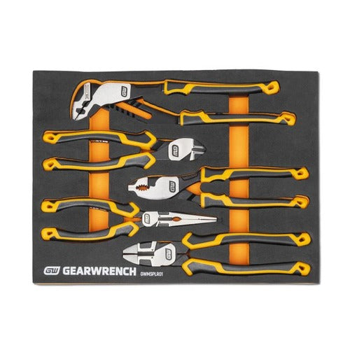 Gearwrench - 5 Piece PITBULL Cushion Grip Pliers Set in Foam Storage Tray - GWMSPLR01