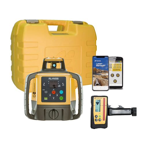Topcon RL-HV2S Self-Leveling Dual Grade Laser RB Kit with LS-100D Receiver and Rechargeable Batteries - 1051612-22 - Titan Tools Direct