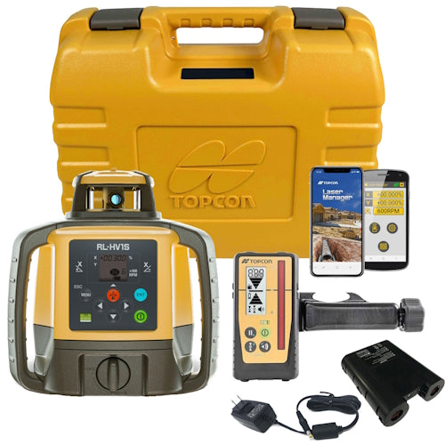 Topcon RL-HV1S Self-Leveling Single Grade Laser RB Kit with LS-100D Receiver and Rechargeable Batteries - 1051612-29 - Titan Tools Direct