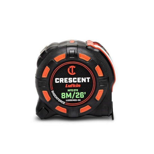 Lufkin 1-1/4" x 8 M/25' Shockforce Nite Eye Tape Measure - L1325CMEB-02 - Titan Tools Direct