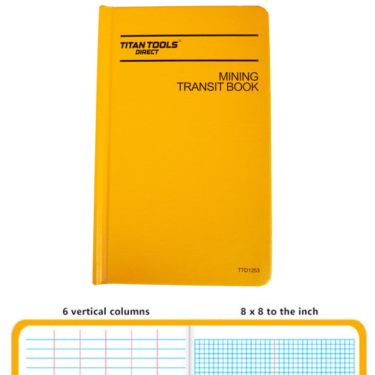 Titan Tools Mining Transit Book 8" x 4", 6 Vertical Columns & 8x8 per Inch Grid - TTD1253