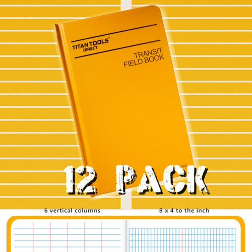 Titan Tools Transit Field Book Bundle 8" x 4" Book, 6 Vertical Columns & 8×4 per Inch Grid - (3 Options Available)