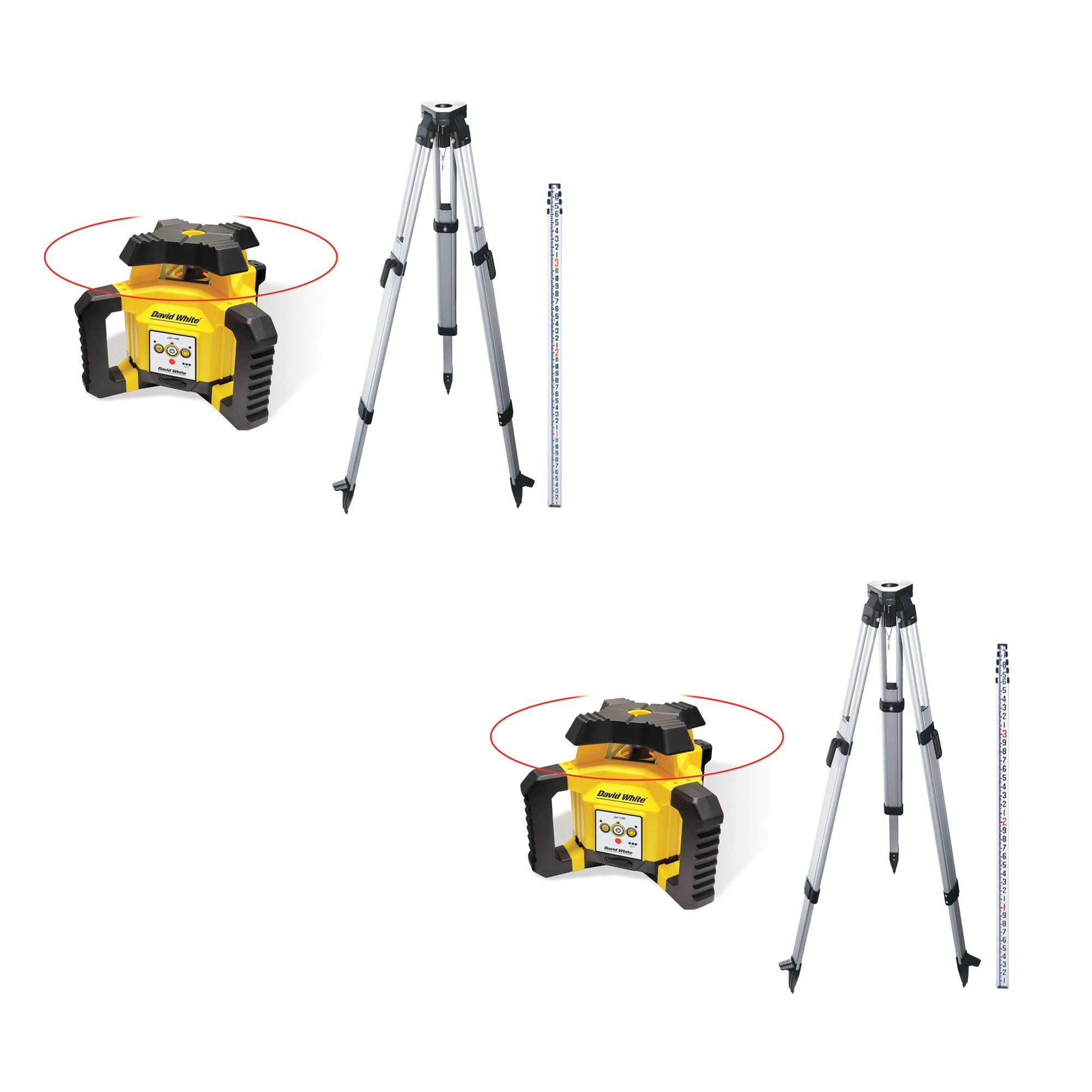 David White Horizontal Rotary Laser Kit w/ Tripod and Grade Rod - (2 O ...