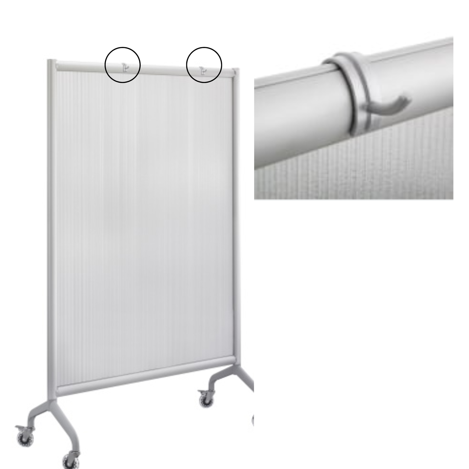 Gray-Safco-Rumba-tablet-hooks-for-mounting-devices-to-privacy-screens