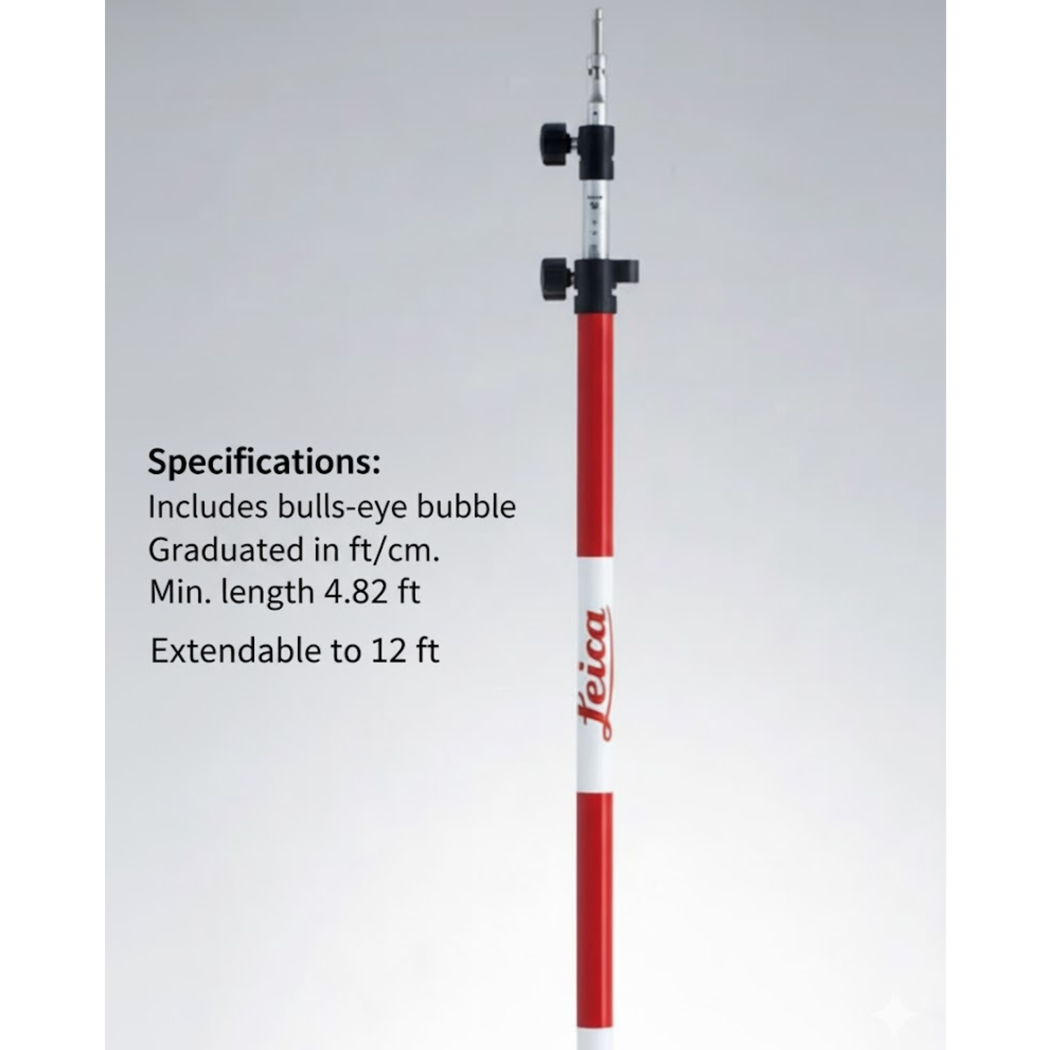 Leica-GLS112-3.6-meter-telescoping-prism-pole-red-and-white-stripes