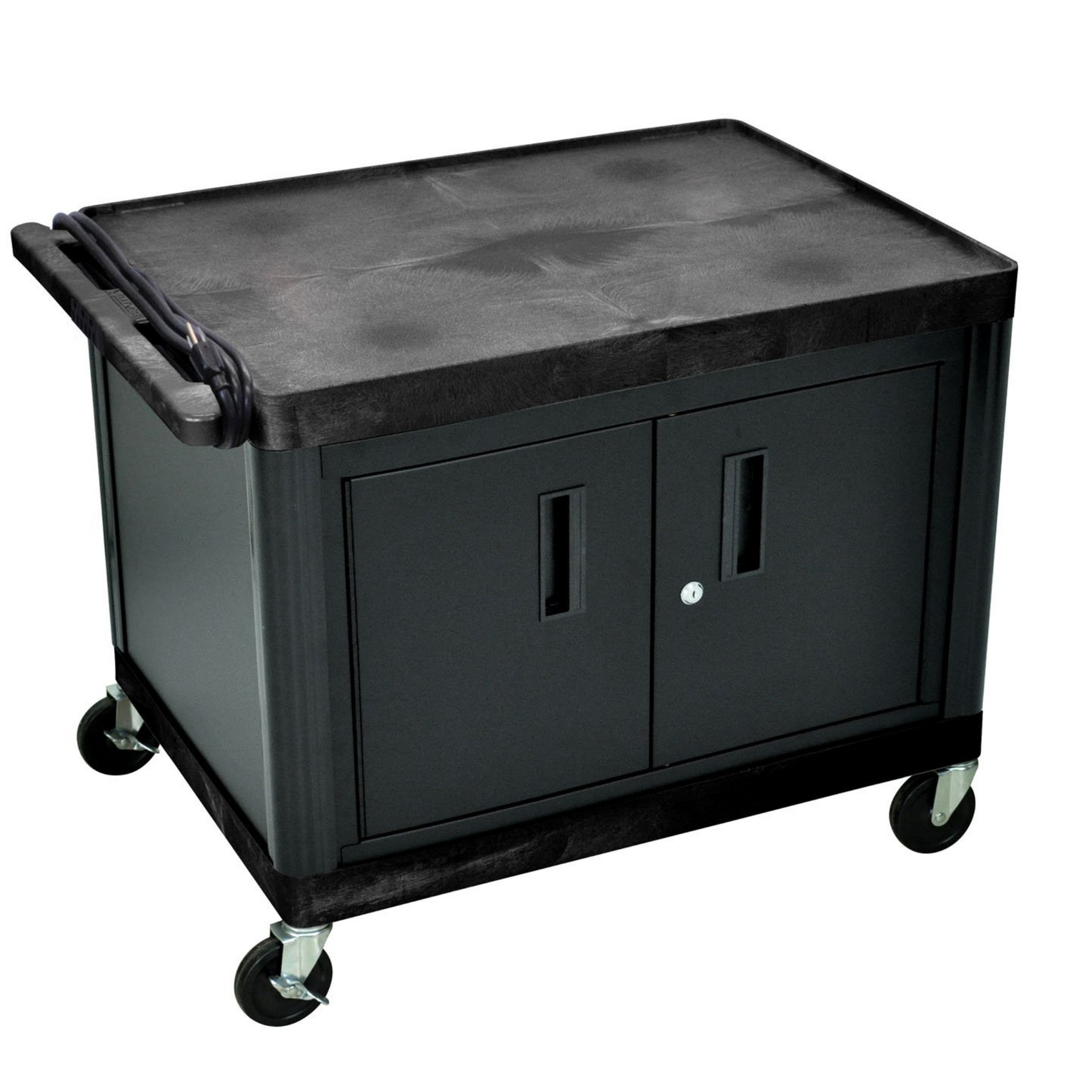 Luxor-AV-cart-27-inch-H-model-P27CE-B-with-electric-outlet-and-storage