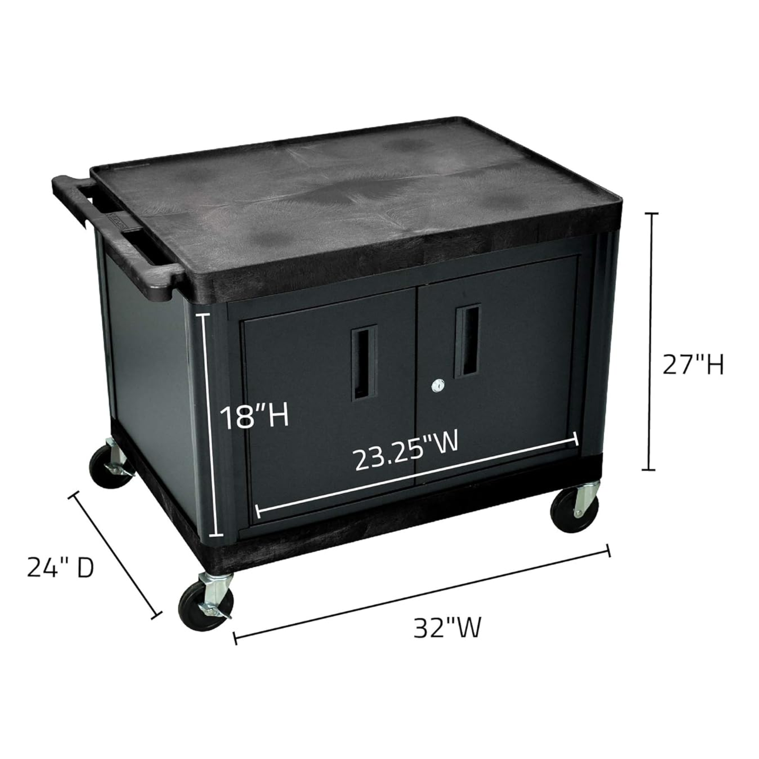 Luxor-LP27C-B-Black-AV-Cart-27H-With-Shelves-And-Cabinet