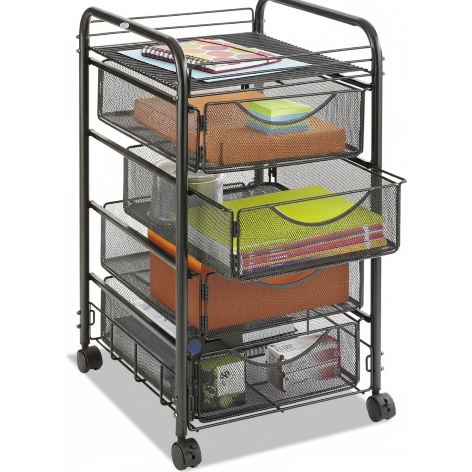 Mobile-Mesh-File-Cabinet-Safco-Onyx-Series-4-Drawers-Black