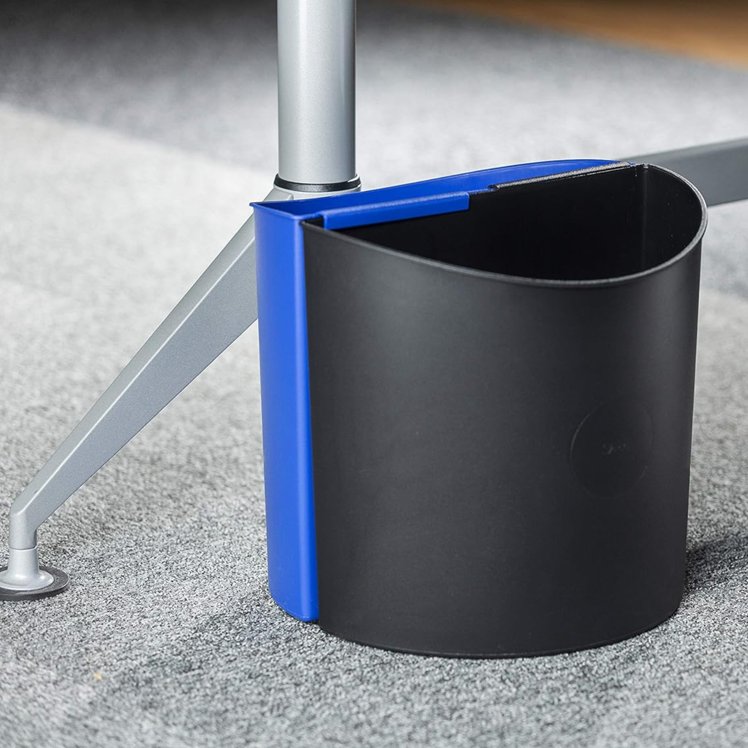 Office-Desk-Side-Recycling-Container-Black-Base-Blue-Top-Safco-Small