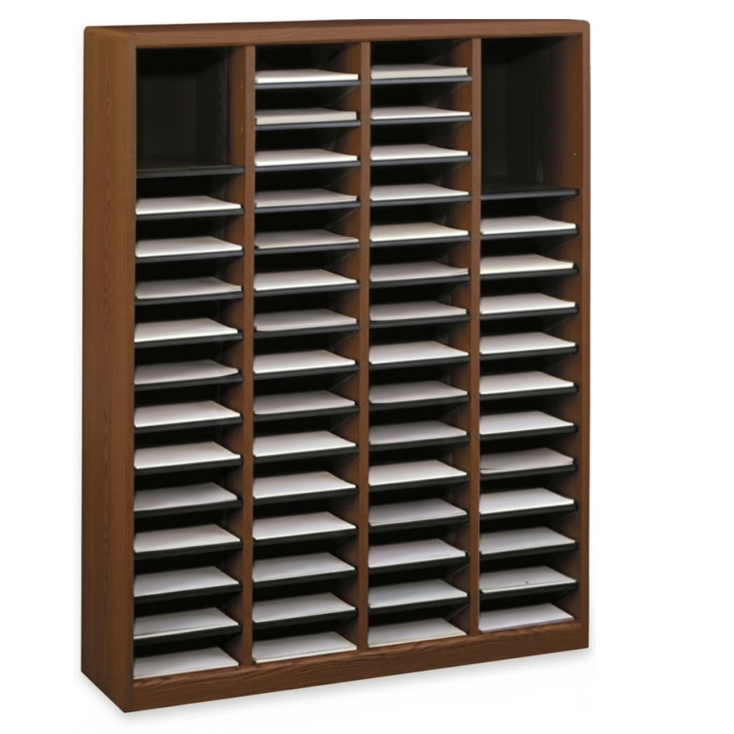 Office-document-sorter-60-sections-wood-cherry-Safco-literature-rack