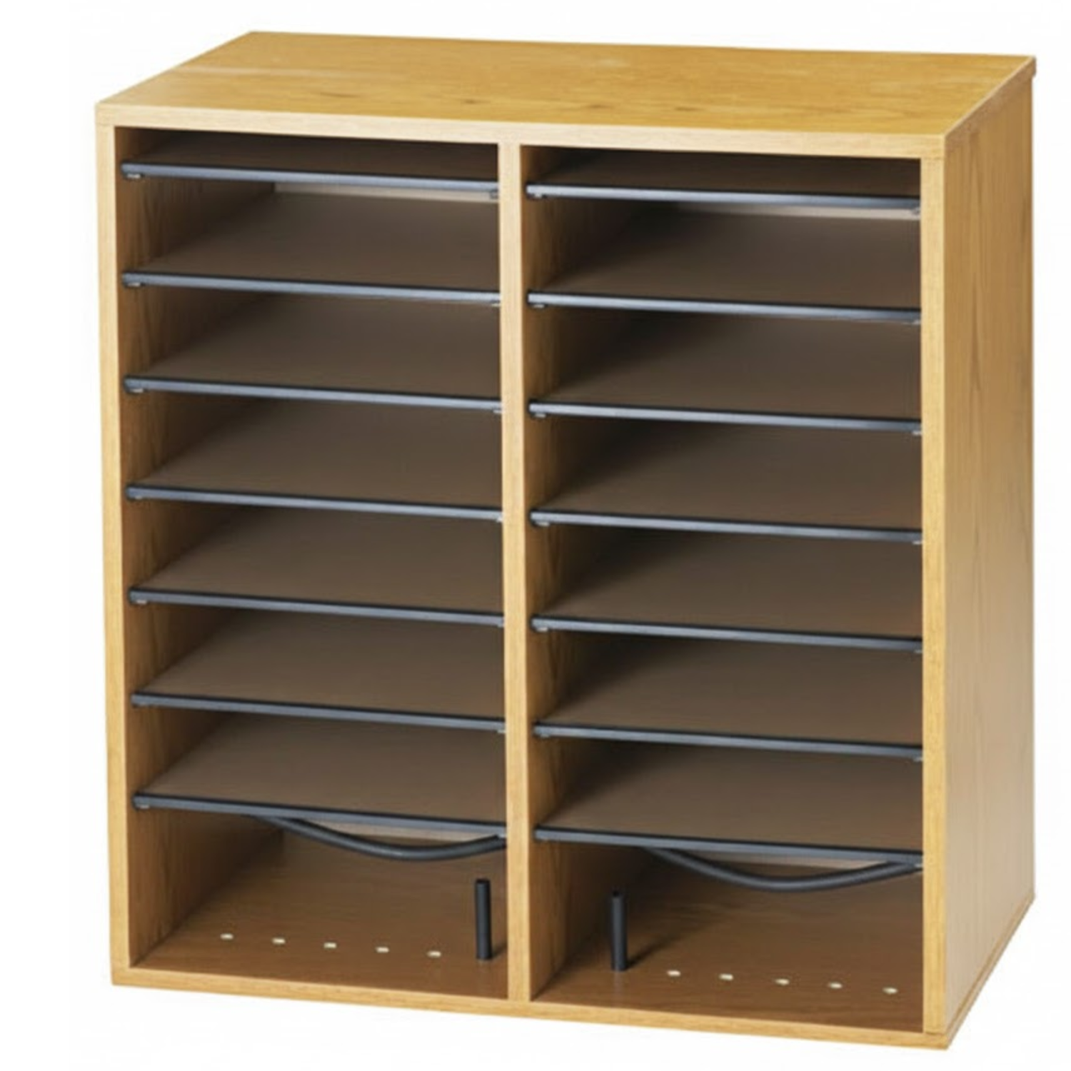 Office-filing-cabinet-16-sections-medium-oak-wood-sorter-Safco-desktop
