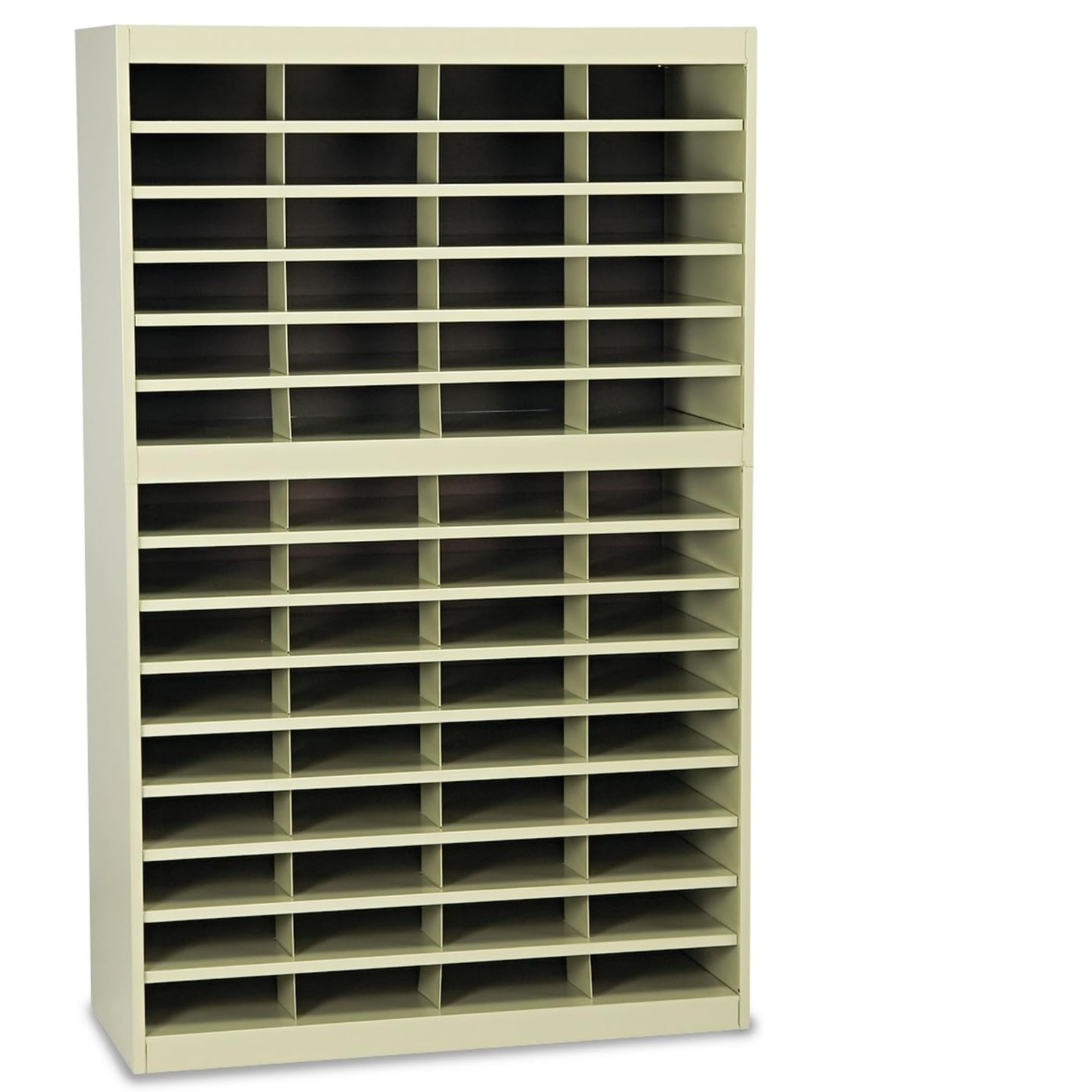 Office-mail-sorter-cabinet-60-sections-paperboard-Tropic-Sand-Safco-E-Z-Stor
