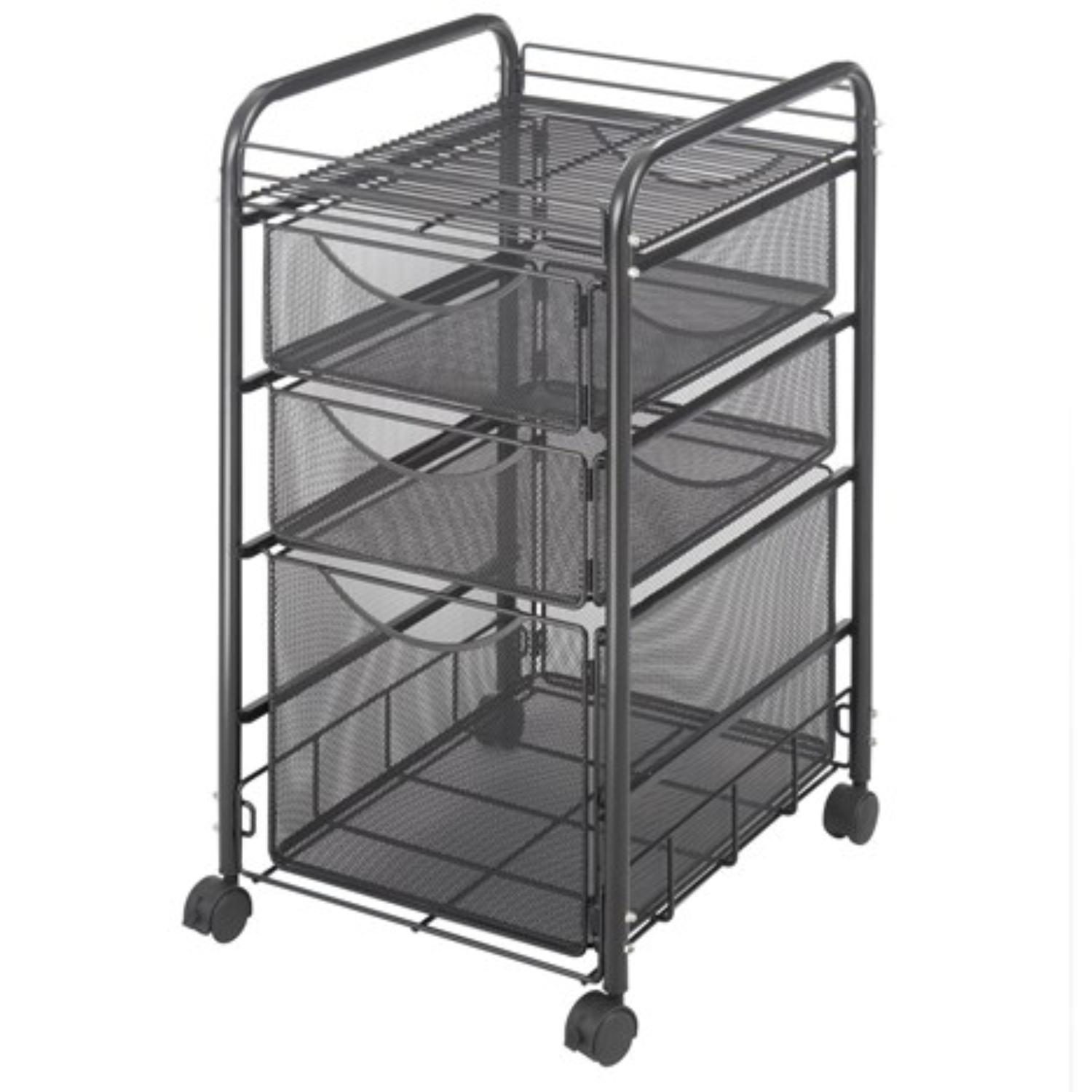 Onyx-Mesh-File-and-Storage-Cart-Safco-Black-Mobile-Organizer