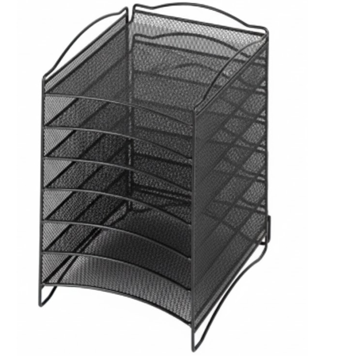Onyx-desk-literature-sorter-six-compartments-mesh-design-office-mail