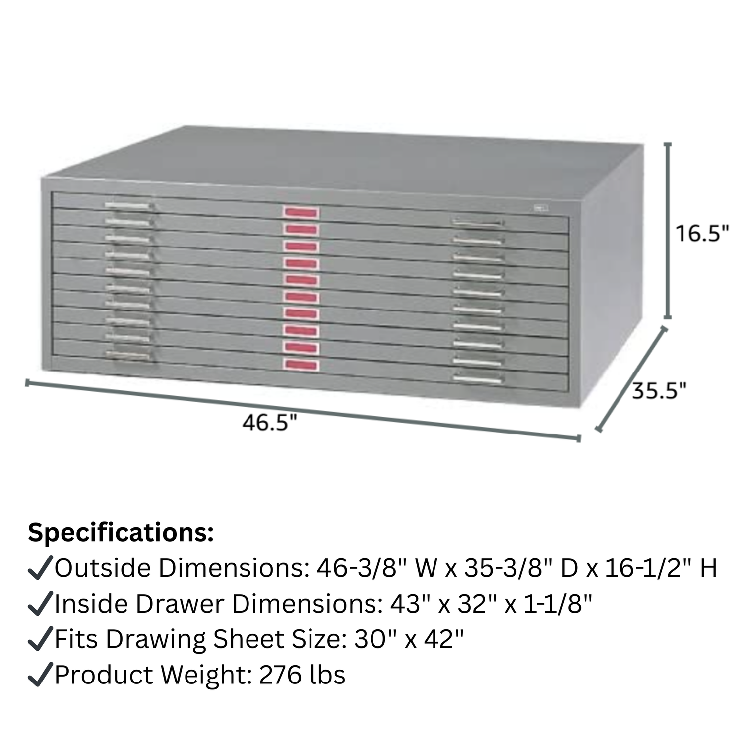 Safco-10-Drawer-Steel-Flat-File-for-30-x-42-Documents-4986GRR-Gray