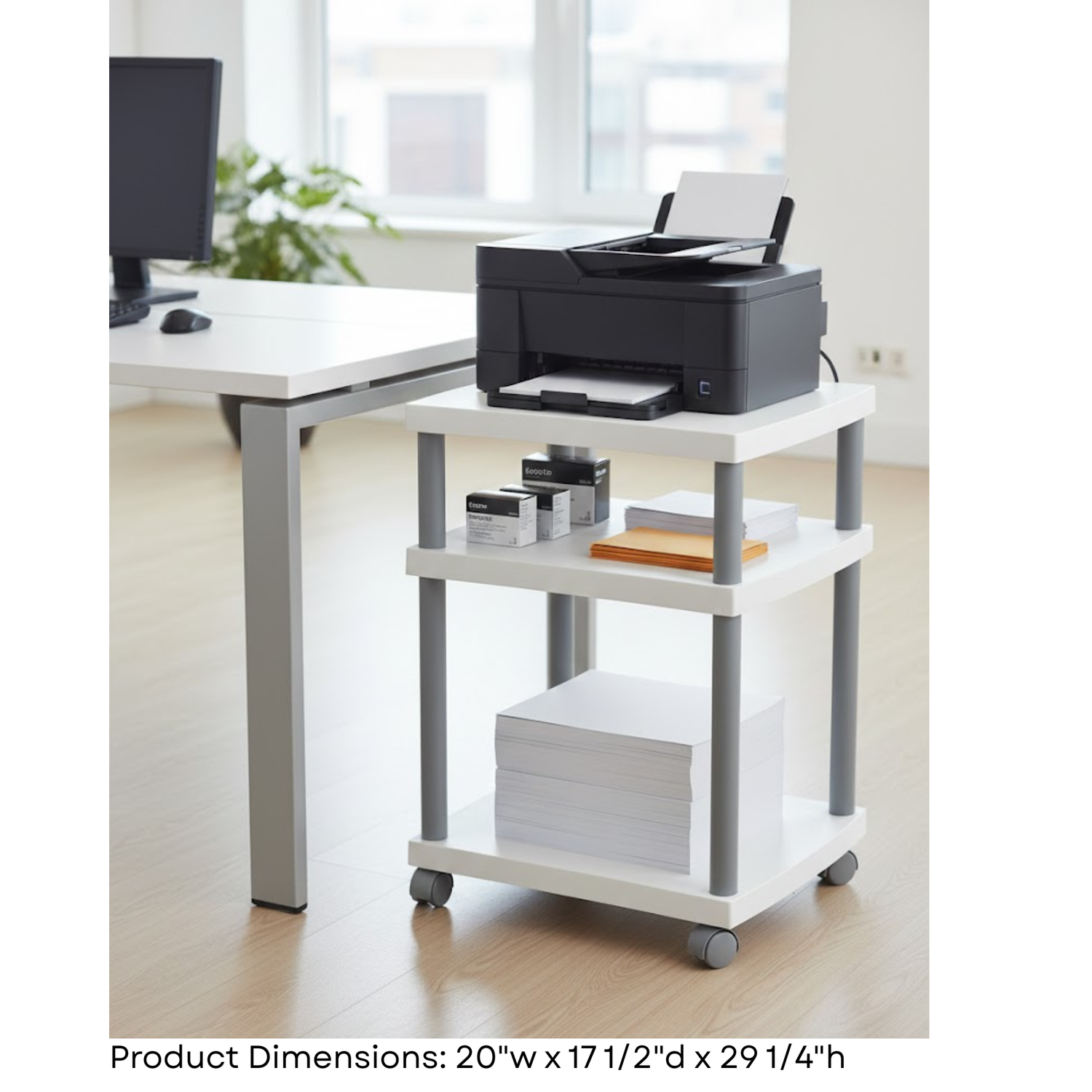 Safco-1860gr-wave-series-mobile-printer-stand-gray-finish