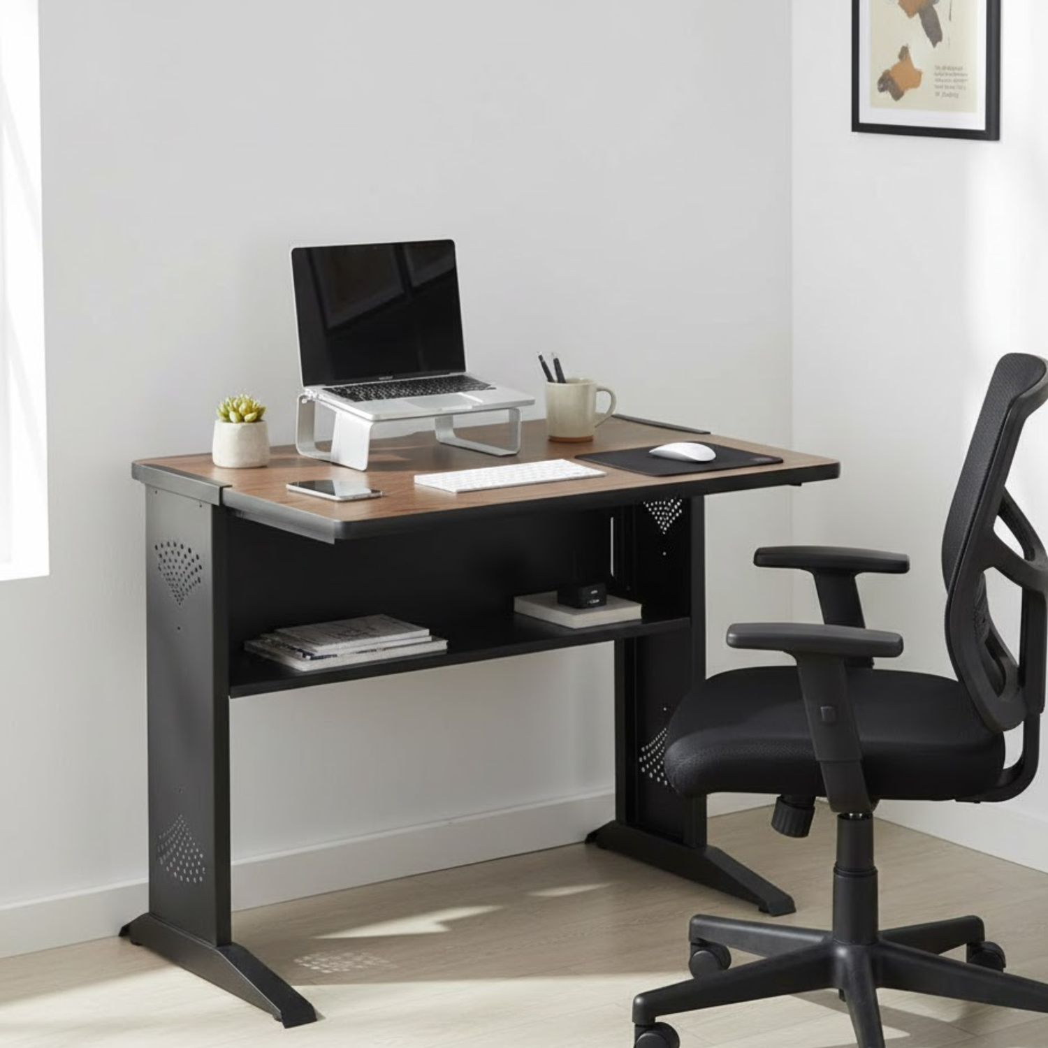 Safco-1930-Computer-Desk-with-Reversible-Top-36-Inch-Wide-Rolling-Desk