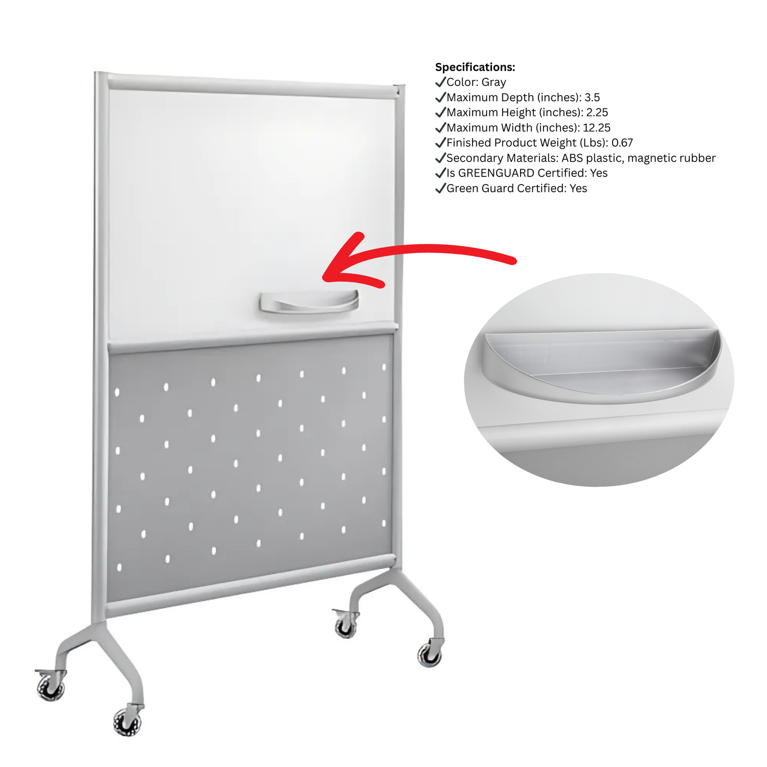 Safco-2008GR-Rumba-Gray-Screen-Eraser-Tray