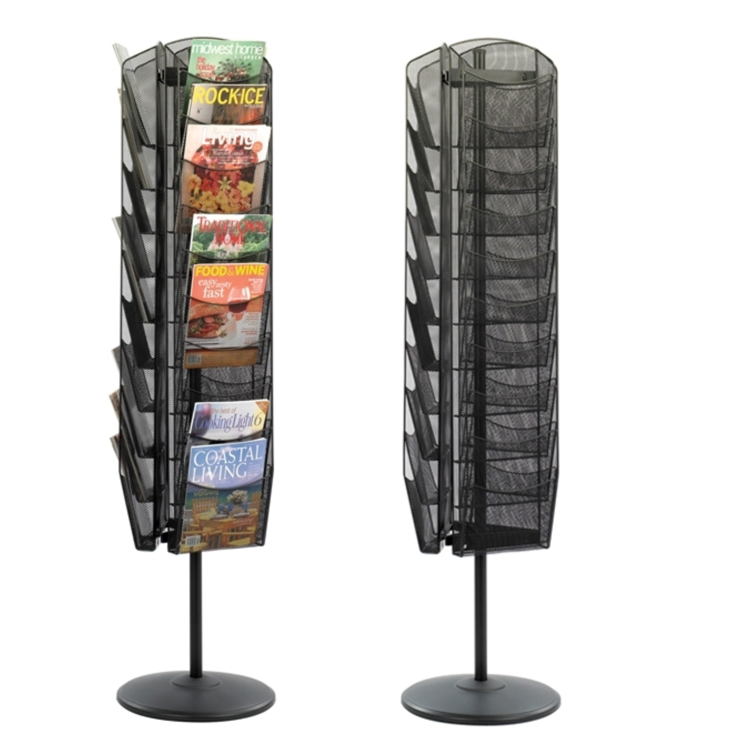 Safco-5577BL-Onyx-rotating-mesh-display-stand-for-magazines-and-brochures