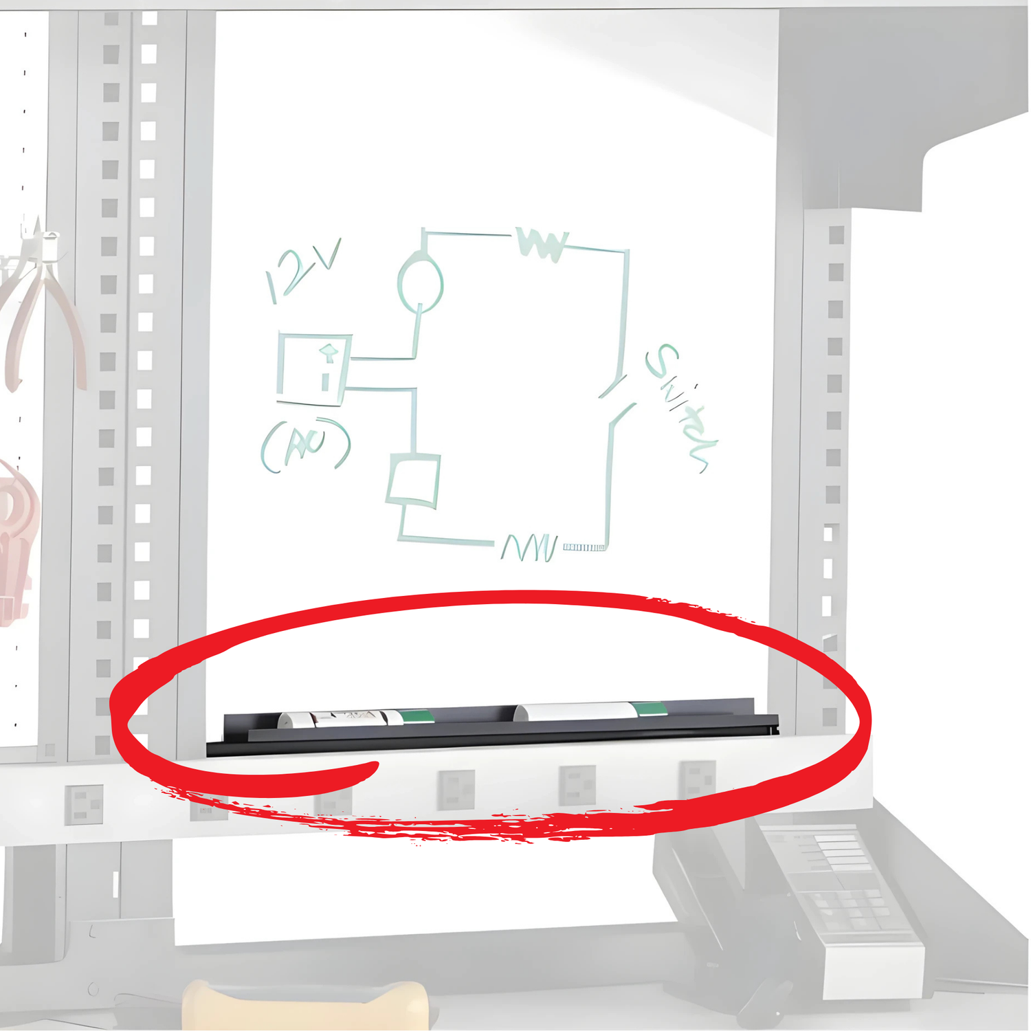 Safco-750-TechWorks-marker-tray-for-office-whiteboards