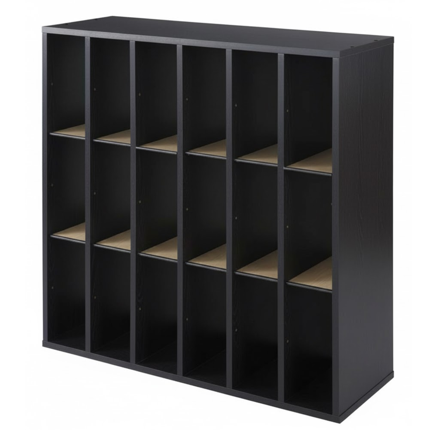 Safco-7765BL-wood-mail-organizer-black-desktop-18-compartments