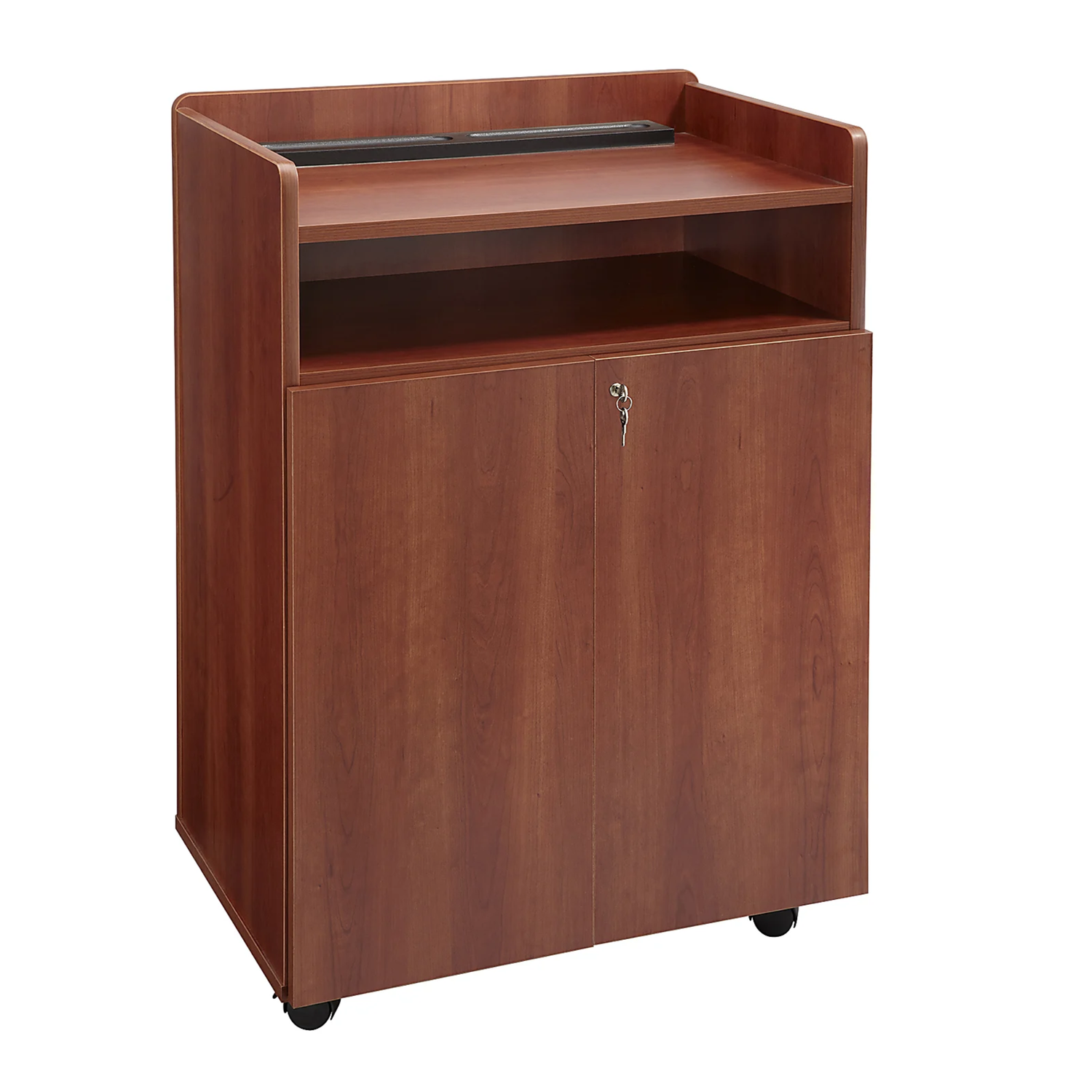 Safco-8919CY-cherry-finish-floor-standing-lectern-for-conferences-and-meetings