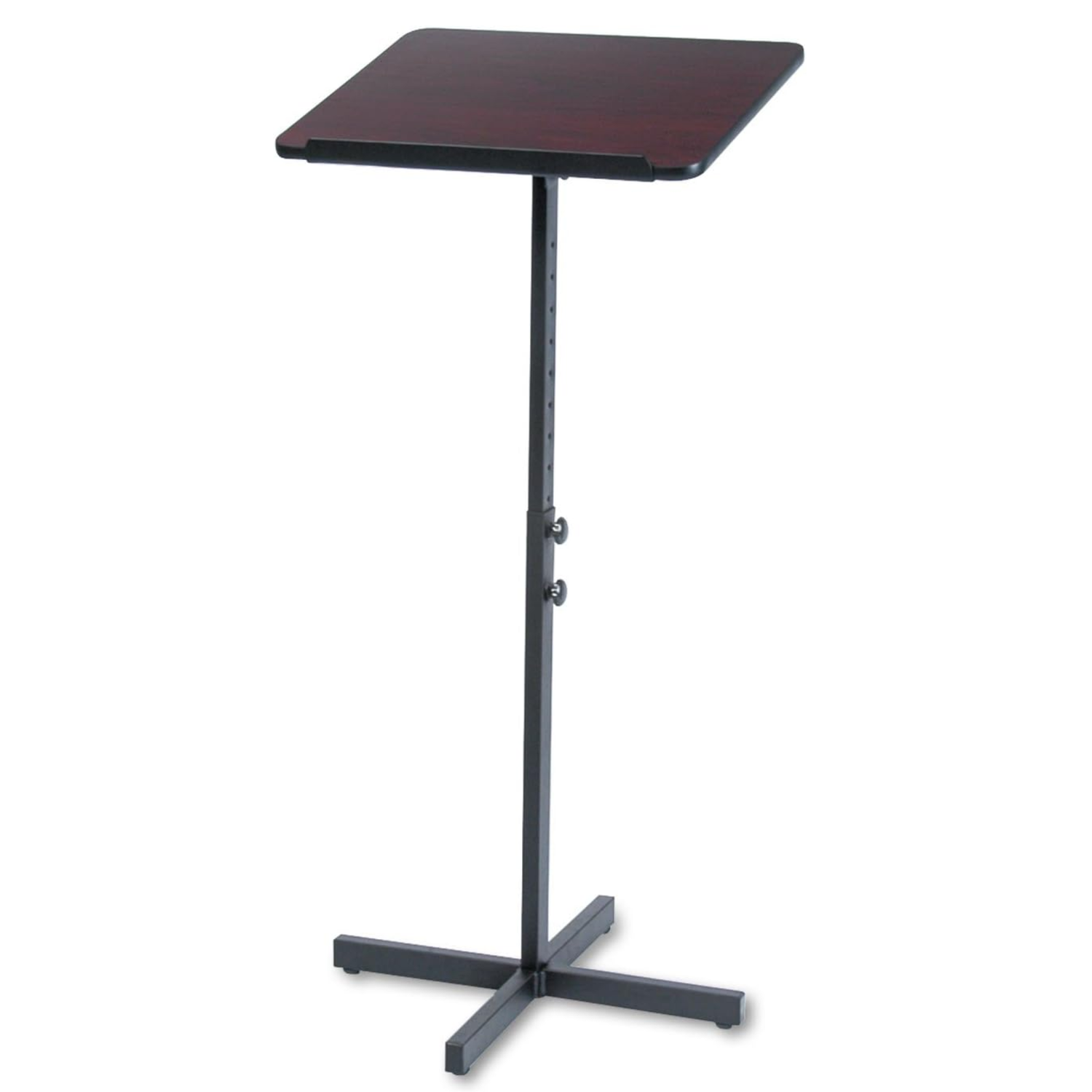 Safco-8921MH-mahogany-finish-adjustable-height-speaker-podium-or-stand