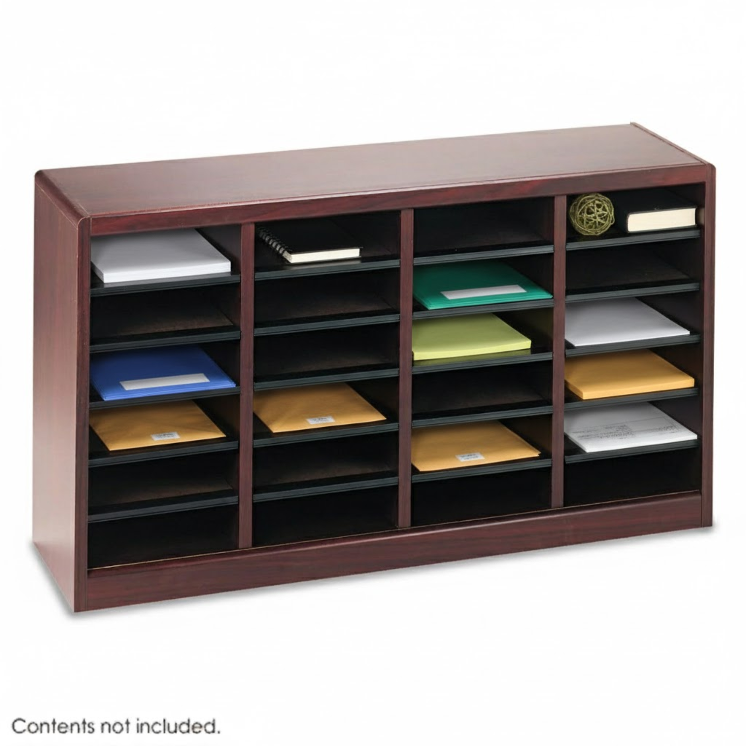 Safco-9311MH-E-Z-Stor-literature-file-organizer-mahogany-desktop-cabinet