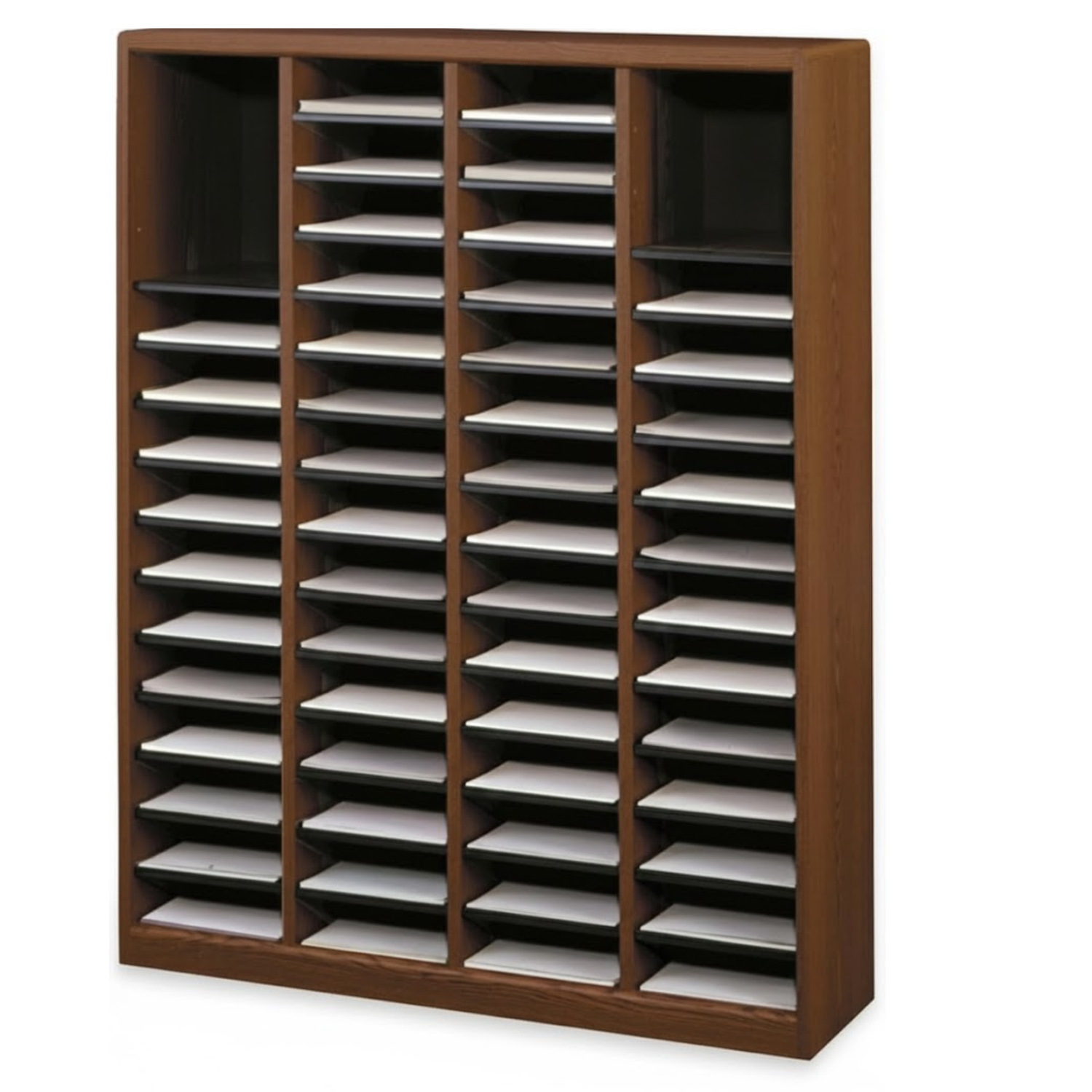 Safco-9331CY-E-Z-Stor-literature-file-organizer-cherry-wood-mail-center