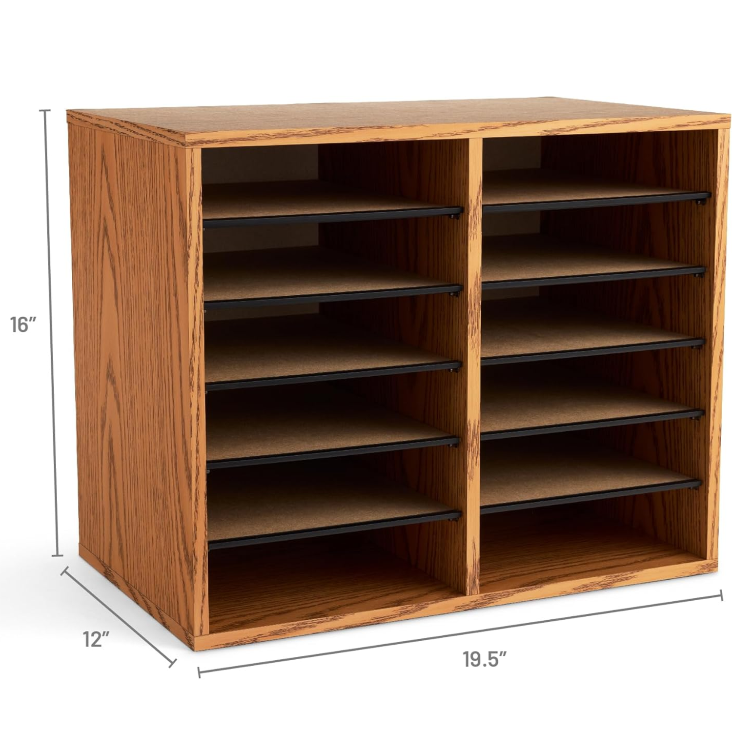 Safco-9420MO-adjustable-shelves-wood-mail-center-organizer-medium-oak