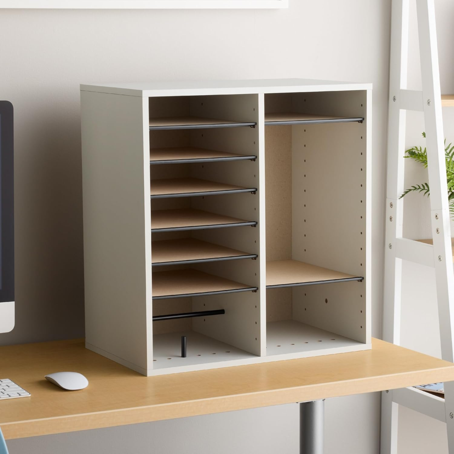 Safco-9422GR-adjustable-shelves-wood-literature-organizer-gray-storage