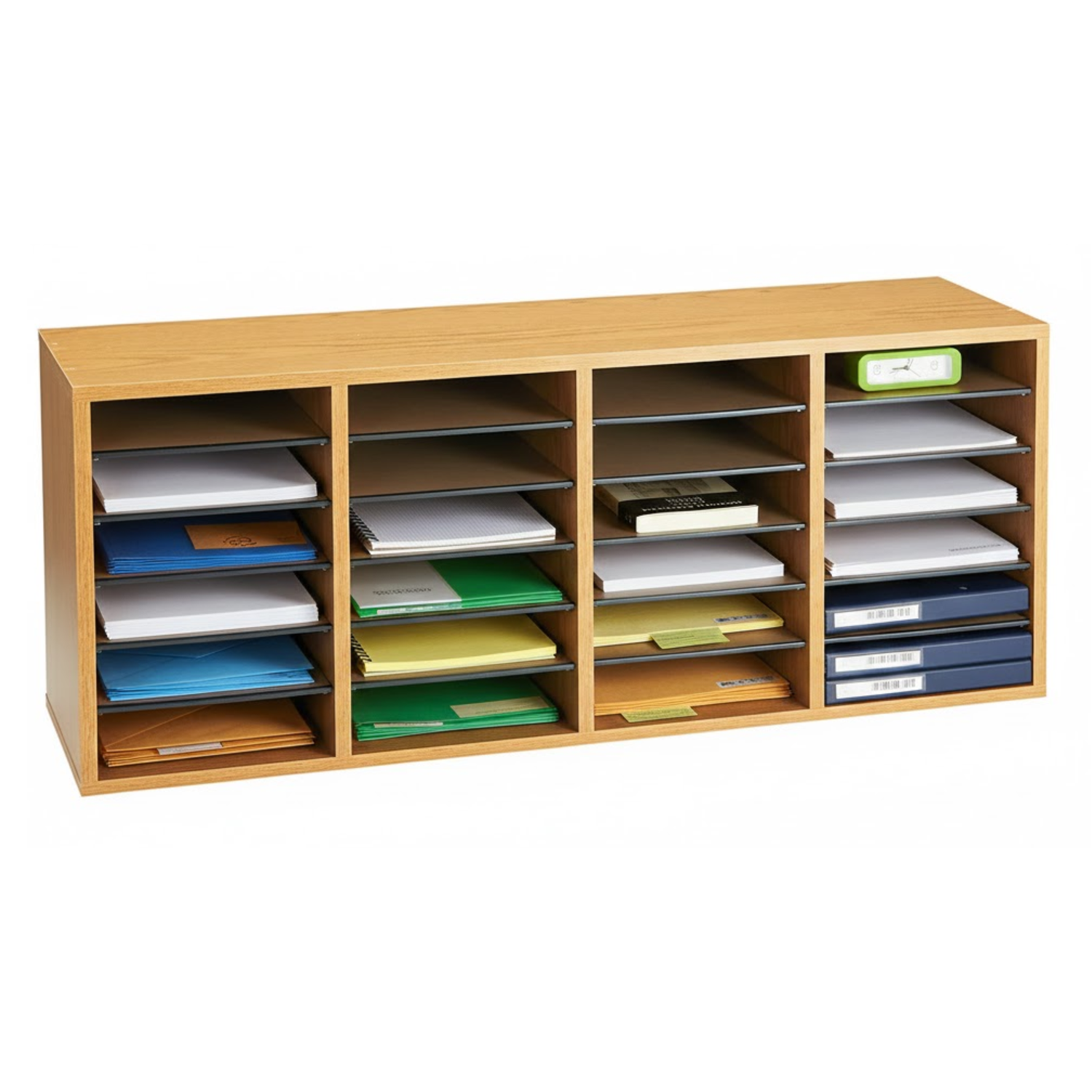 Safco-9423MO-adjustable-shelves-wood-literature-organizer-medium-oak-storage-cabinet